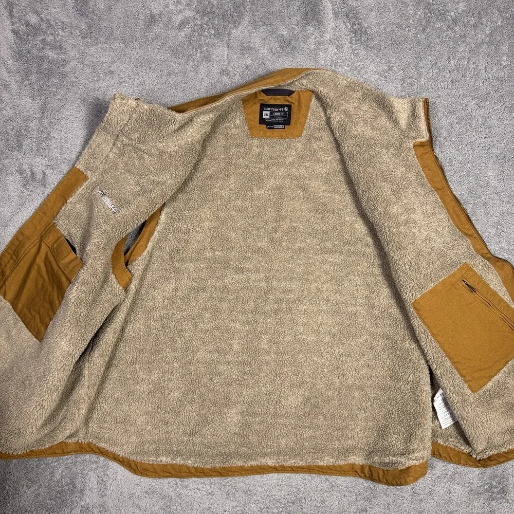 Carhartt Vest Mens 3XL XXXL Sherpa Lined Full Zip Workwear Utility 104277 BRN